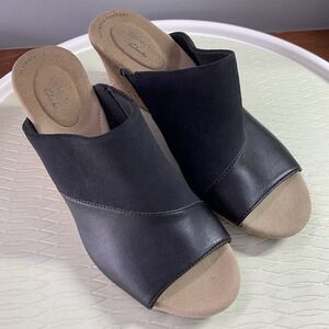Clarks Lafley Wave 3" Wedge NWOB Black 10M Clog Cushioned For Ultimate Comfort
